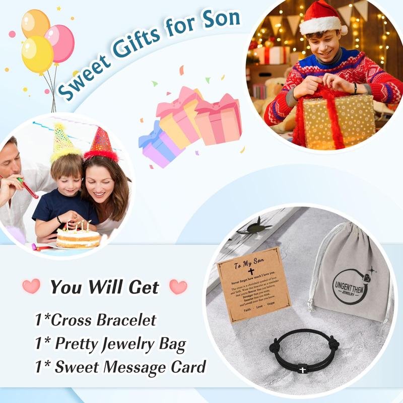 To My Son Bracelet Son Gifts from Mom Dad, Stocking Stuffers Gifts for Teenage Teen Boys Ideas