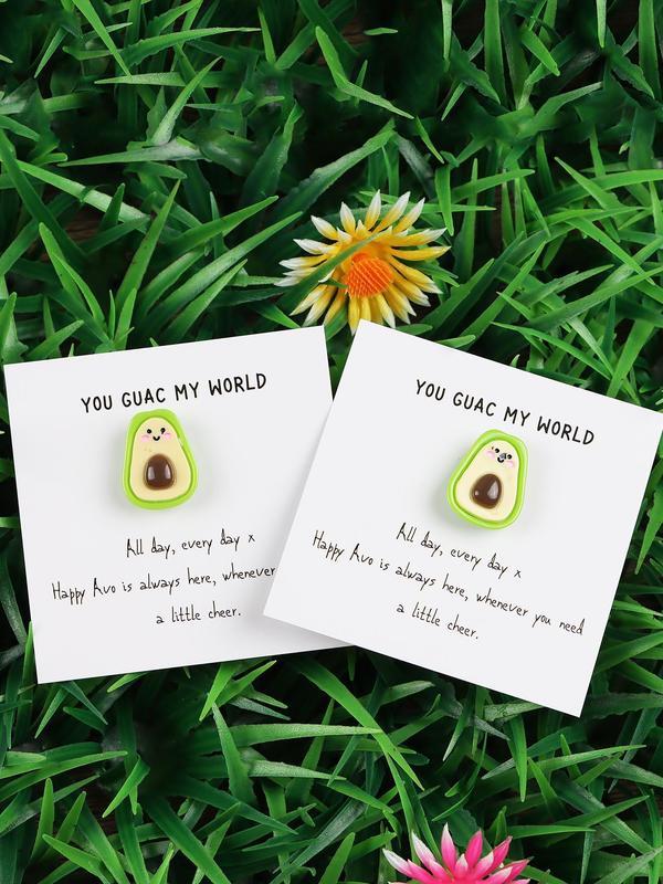 Avocado Design Pocket Hug Card, Cute Fruit Design Pin Badge, Fashionable Diy Jewelry Accessories for Women & Men