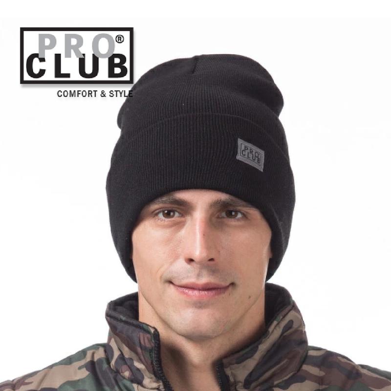 PROCLUB Men's Cuffed Beanie Warm Long Beanies PRO CLUB Logo Beanie Casual Caps Classic Style Beanie Knit Hat Cap Plain Winter