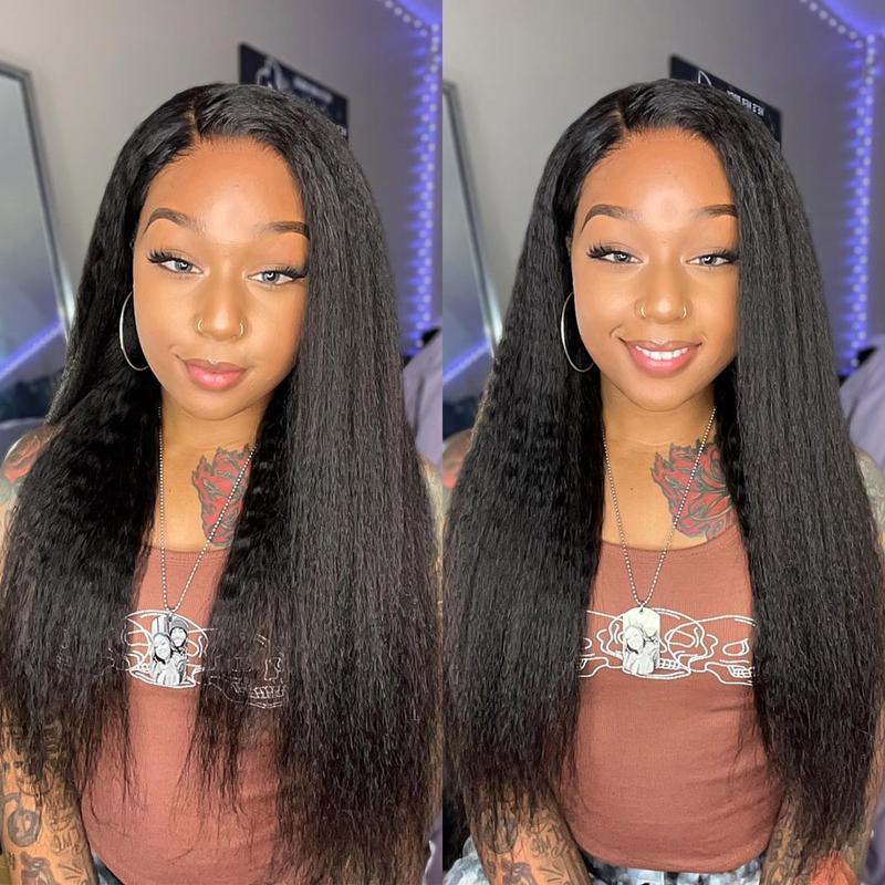 OQHAIR Wear Go Glueless Wigs Pre Bleached Kinky Straight Hair 4x6 Pre Cut HD Lace Closure Wigs With Pre Plucked Nautral Hairline