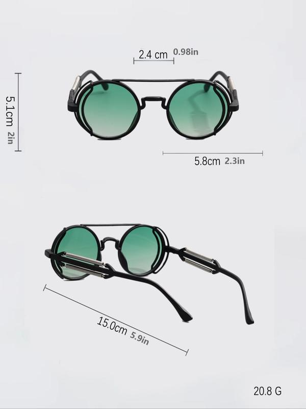 Punk Style Sunglasses for Women & Men, Trendy Vintage Round Frame Sunglasses for Everyday Use, Fashion Accessories for Outdoor Activities