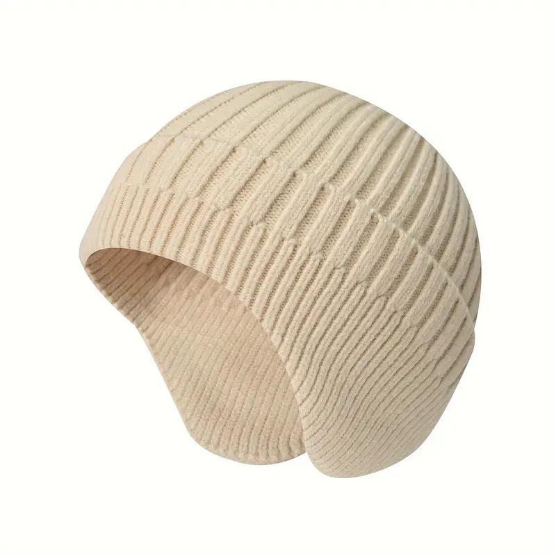 Solid Color Knitted Hat, 1 Count Soft Comfortable Winter Warm Hat, Lightweight Ear Cover Hat, Multifunctional Sports & Outdoor Accessories for Women, Christmas Gift