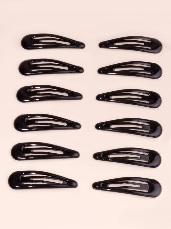 12pcs Women's Simple Style Plain Color Hair Clips, Minimalist Casual Trendy Hair Clips, Hair Accessories For Daily Decoration