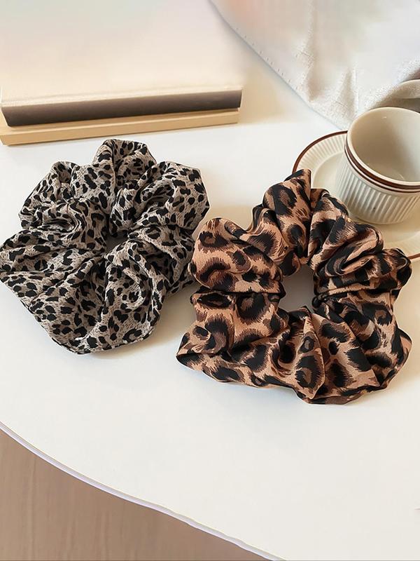 Leopard Pattern Scrunchies, High Stretch Hair Tie, Hair Accessories for Women & Girls, Minimalist Headwear Suitable for Thick Hair