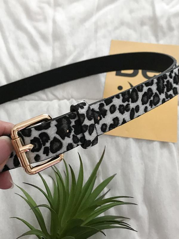 Women's Leopard Pattern Pu Buckle Belt, Vintage Trendy Matching Classic Belt, Fashionable Waistband for Jeans