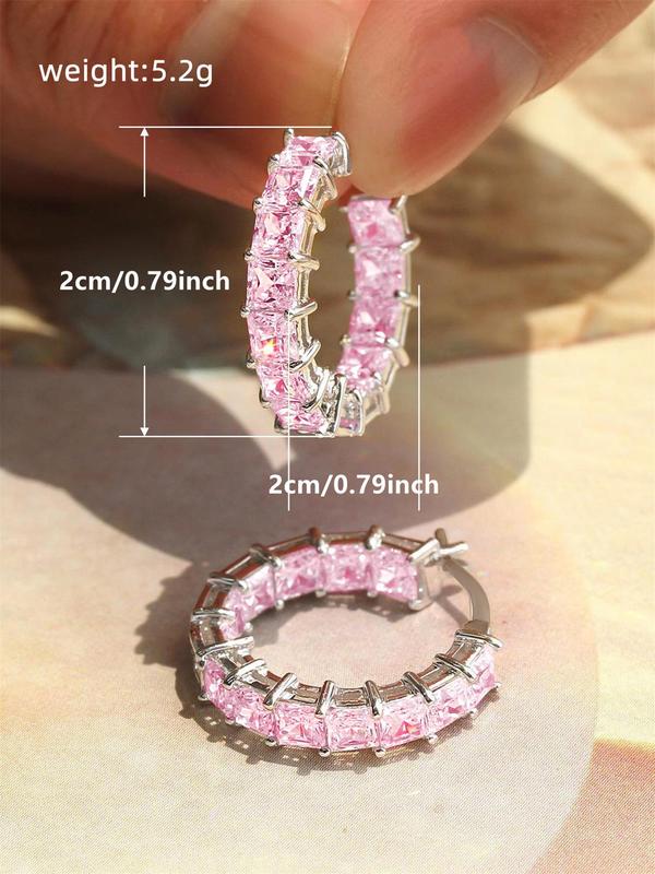 Rhinestone Decorated Hoop Earrings for Women & Girls, Fashion Jewelry for Party, Daily Clothing Decor, Trendy All-match & Exquisite Jewelry for Birthday Gift