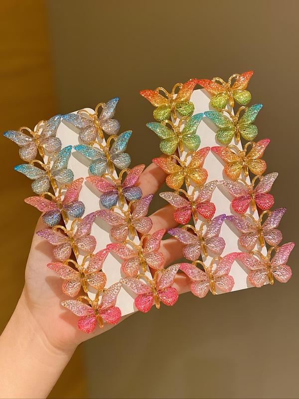 Butterfly Design Textured Hair Clips, Sweet Colorful Hair Accessories for Women & Girls, Minimalist Headwear Suitable for Thick Hair