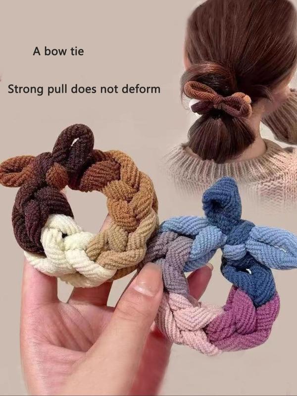 High Elasticity Hair Tie, Bow Decor Hair Tie, Hair Accessories for Women & Girls, Minimalist Headwear Suitable for Thick Hair