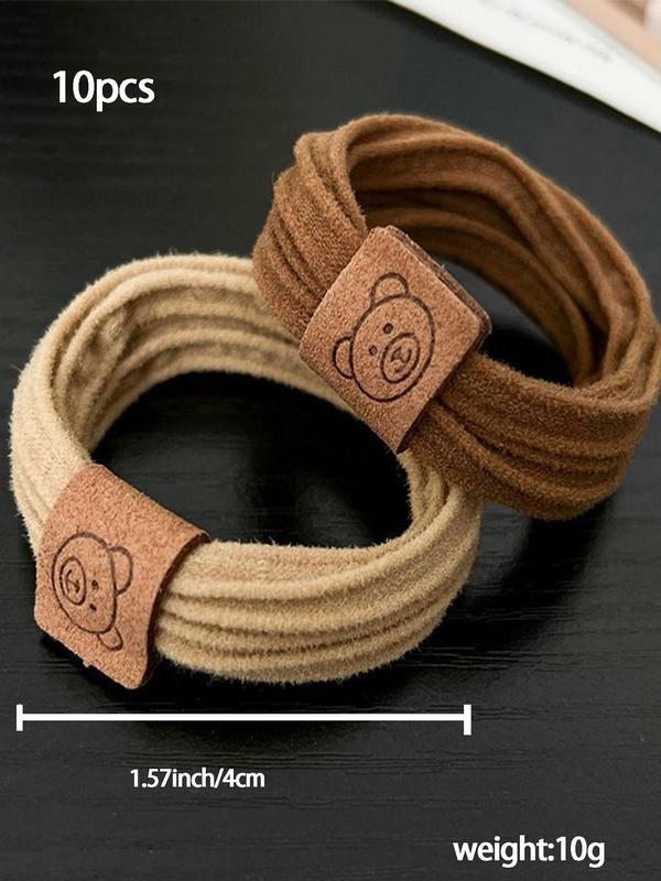 Cute Bear Patched Design Hair Tie, High Stretch Hair Tie, Fashion Hair Accessories for Women & Girls, Minimalist Headwear Suitable for Thick Hair Hairstyles Ideas