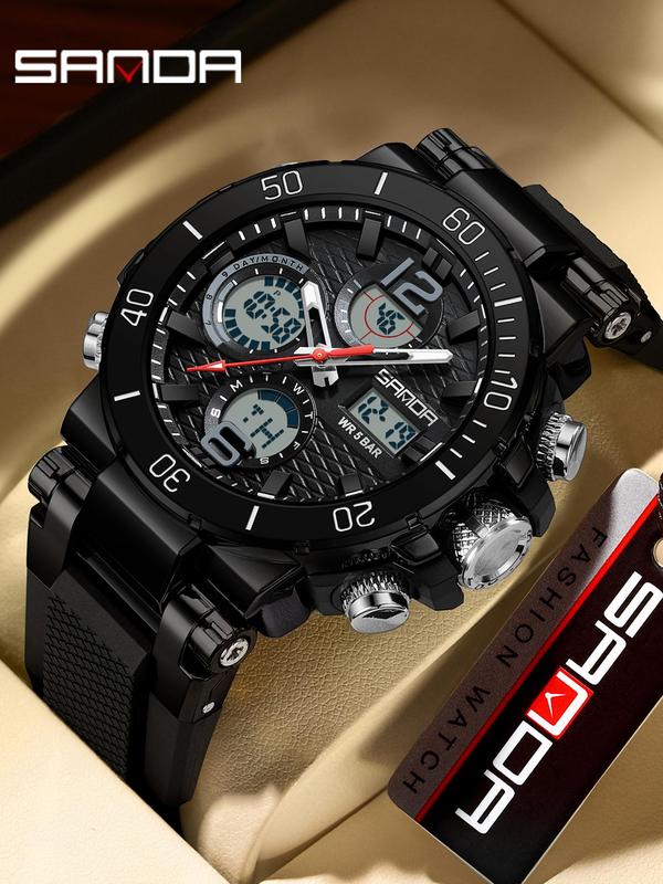 Men's Fashion Dual Display Analog-digital Watch, Casual Sporty Waterproof Watch with Luminous Dial & Date Display Function, Trendy Multifunctional Watch for Daily Life