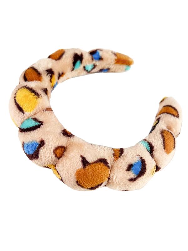 Leopard Pattern Plush Hair Hoop, Cute Colorblock Hair Hoop for Women & Girls, Fashion Hair Accessories for Daily Wear