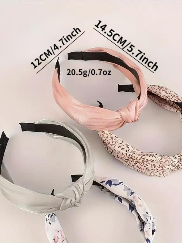 Ditsy Floral Pattern Knot Design Hair Hoop (4pcs), Cute Elegant Hair Accessories for Women & Girls, Minimalist Headwear Suitable for Thick Hair