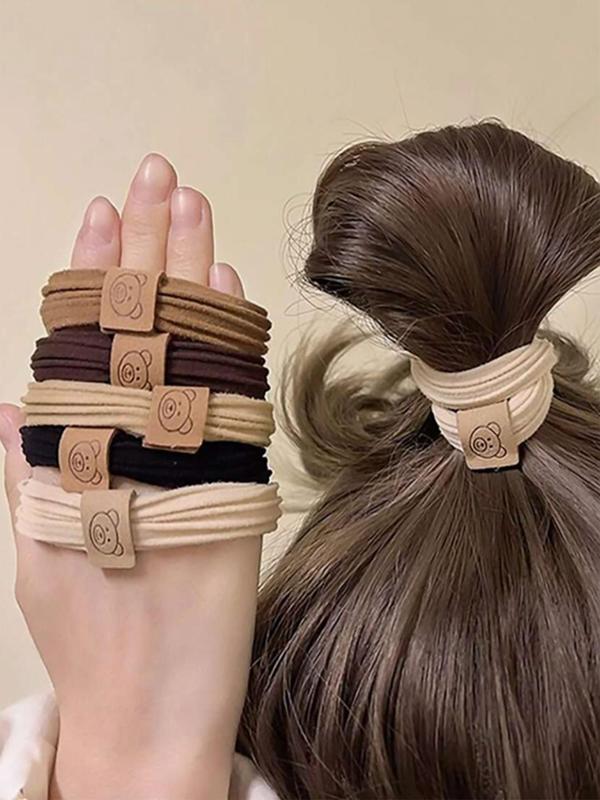 Cute Bear Patched Design Hair Tie, High Stretch Hair Tie, Fashion Hair Accessories for Women & Girls, Minimalist Headwear Suitable for Thick Hair Hairstyles Ideas