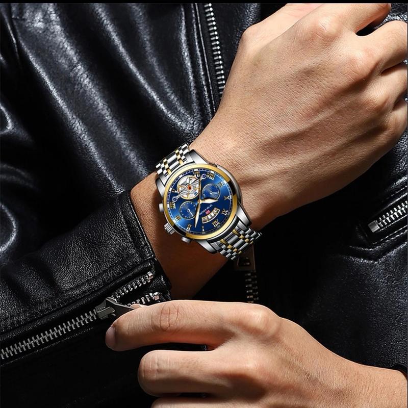 Mens Luxury Watch Stainless Steel Luminescence Clock Casual Chic 3Bar Waterproof Outdoor Sport Watch