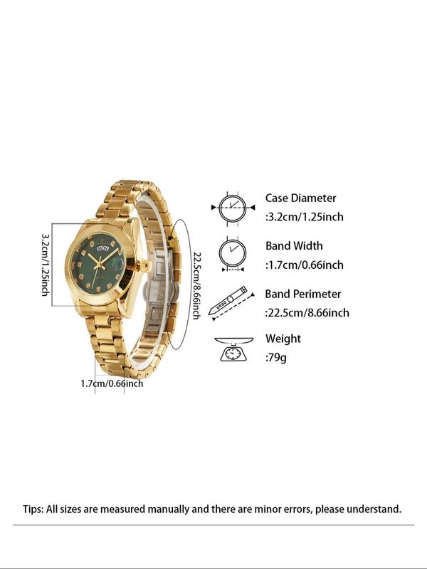 Women's Elegant Rhinestone Decorated Round Dial Quartz Watch, Business Watch for Women & Girls, Trendy All-match & Exquisite Watch for Birthday Gift with Box Gift, Fall Outfits, Fall Freshness, for Fall