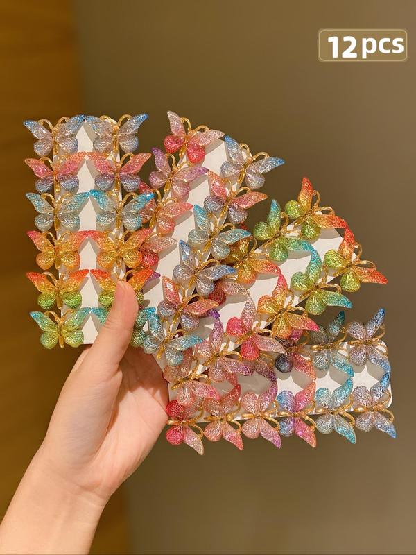 Butterfly Design Textured Hair Clips, Sweet Colorful Hair Accessories for Women & Girls, Minimalist Headwear Suitable for Thick Hair