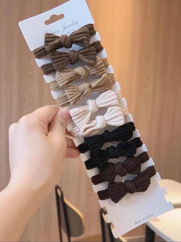 High Elasticity Hair Tie, Bow Decor Hair Tie, Hair Accessories for Women & Girls, Minimalist Headwear Suitable for Thick Hair