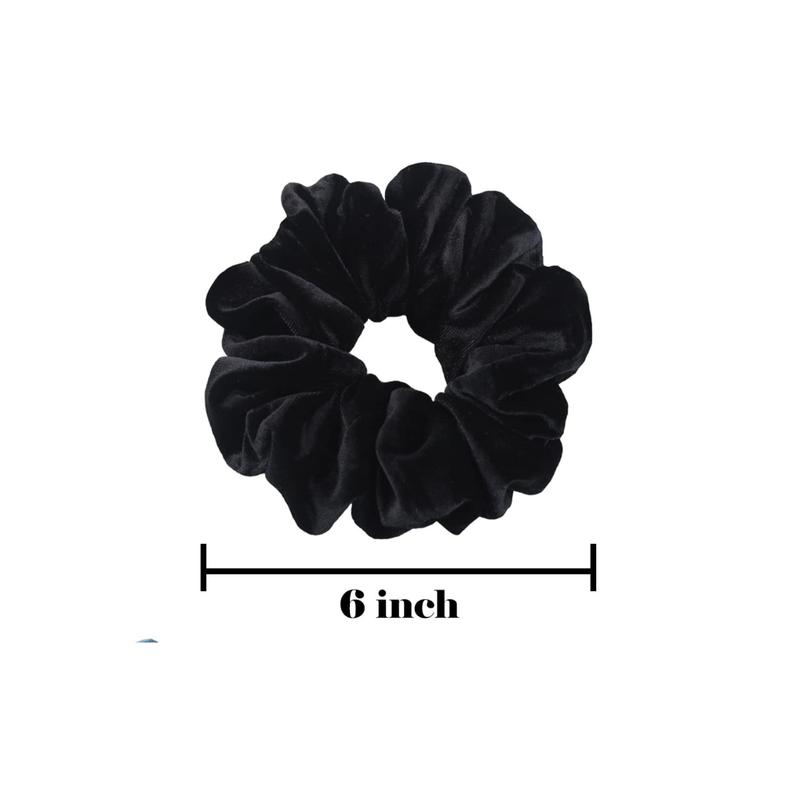 Large Scrunchies for Women's Thick Hair,Soft Scrunchie, XL 6 inch Big Elastic Band Hair Accessories, 4 Pack, Black