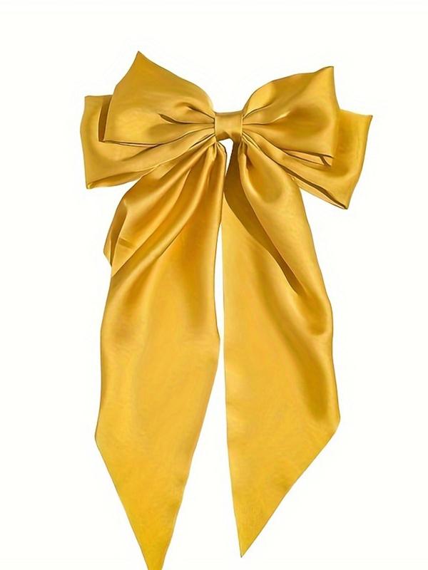 Solid Color Bow Decor Hair Clip, Cute Hair Accessories for Women & Girls, Minimalist Headwear Suitable for Thick Hair