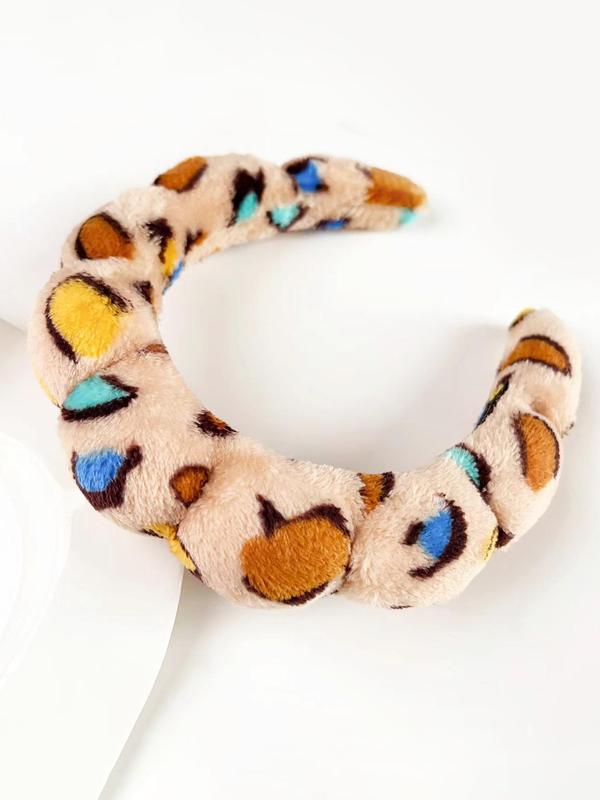 Leopard Pattern Plush Hair Hoop, Cute Colorblock Hair Hoop for Women & Girls, Fashion Hair Accessories for Daily Wear