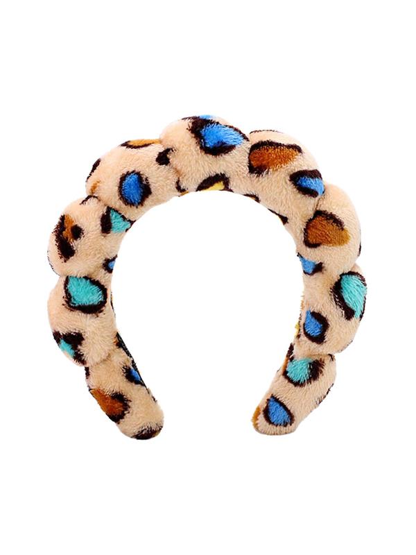 Leopard Pattern Plush Hair Hoop, Cute Colorblock Hair Hoop for Women & Girls, Fashion Hair Accessories for Daily Wear