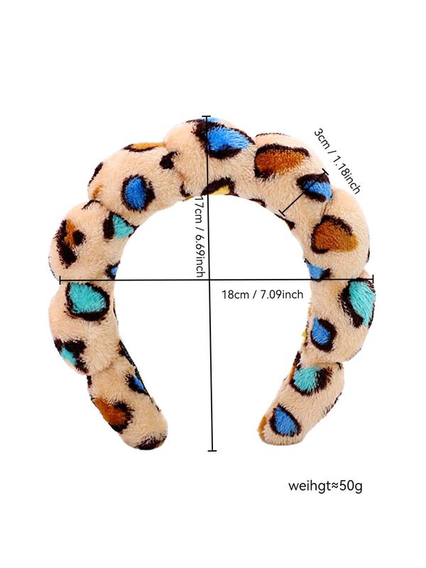 Leopard Pattern Plush Hair Hoop, Cute Colorblock Hair Hoop for Women & Girls, Fashion Hair Accessories for Daily Wear