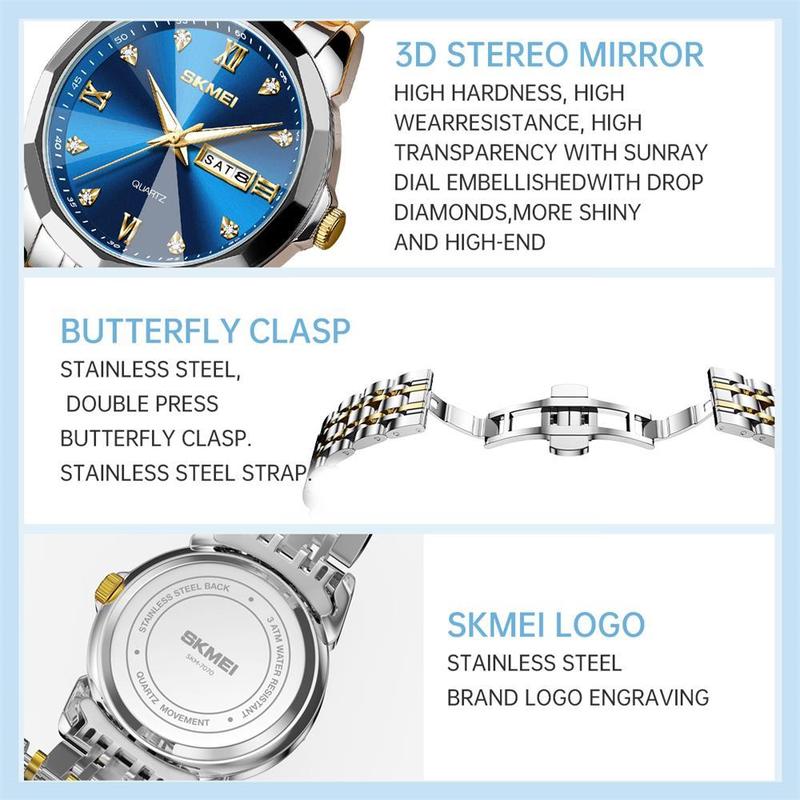 [Livestream Deal] SKMEI Diamond Cut Watch for Men Fashion Leisure Commercial Affairs Male Mens Quartz Stainless Steel Waterproof Luminous Wrist Watch