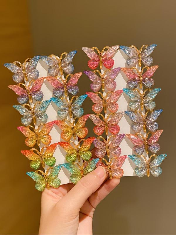 Butterfly Design Textured Hair Clips, Sweet Colorful Hair Accessories for Women & Girls, Minimalist Headwear Suitable for Thick Hair