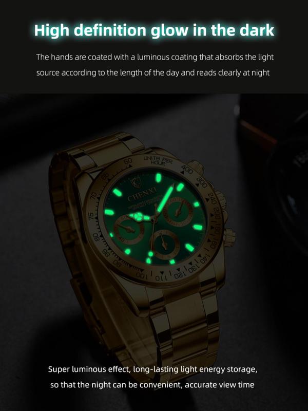 Men's Business Fashion Round Dial Analog Quartz Watch, Fashion Watch for Party, Daily Clothing Decor, Trendy All-match & Exquisite Watch for Birthday Gift with Box