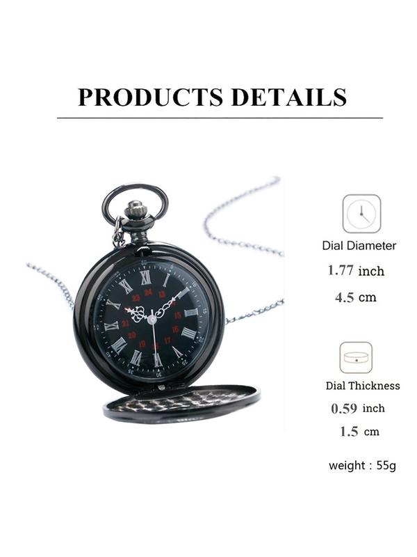 Men's Vintage Hollow Out Design Quartz Pocket Watch, Fashion Round Dial Analog Quartz Watch with Chain, Trendy Watch for Daily Life, without Box