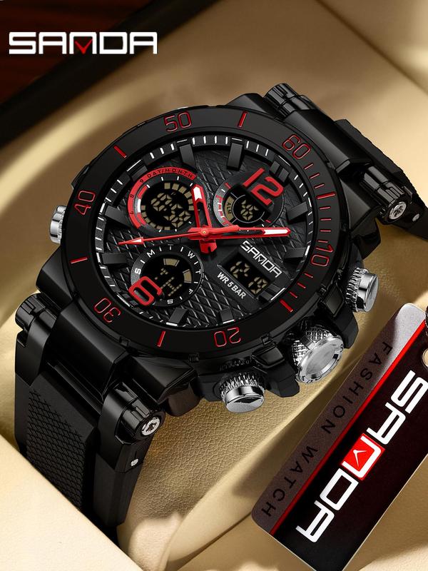 Men's Fashion Dual Display Analog-digital Watch, Casual Sporty Waterproof Watch with Luminous Dial & Date Display Function, Trendy Multifunctional Watch for Daily Life