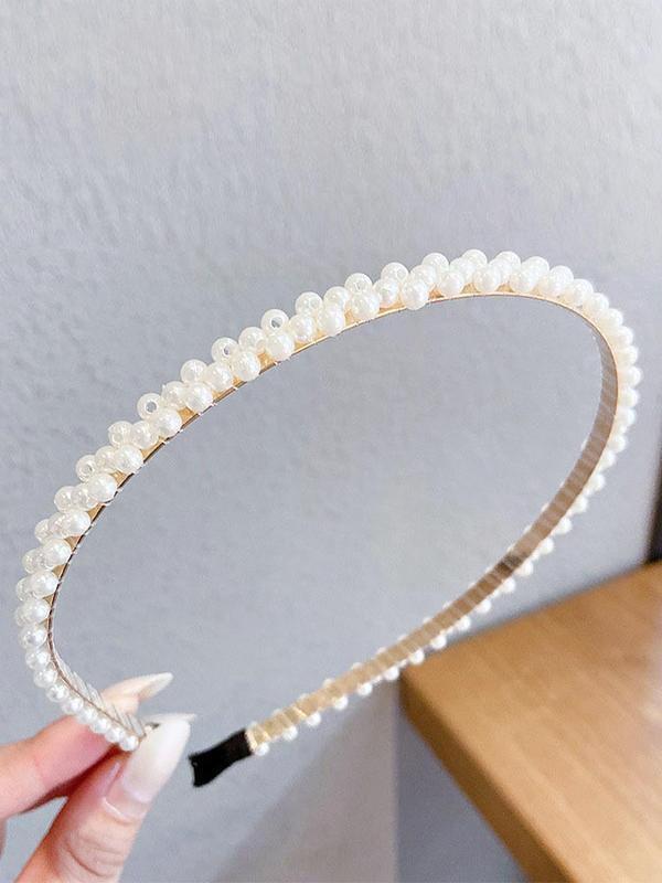 Faux Pearl Decorated Hair Hoop, Elegant Hair Hoops for Women & Girls As Gift, Trendy All-match & Exquisite Hair Accessories for Daily Wear