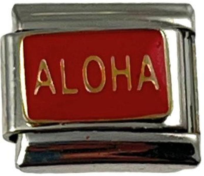 Italian Charm Link Aloha on Red Charm 9mm