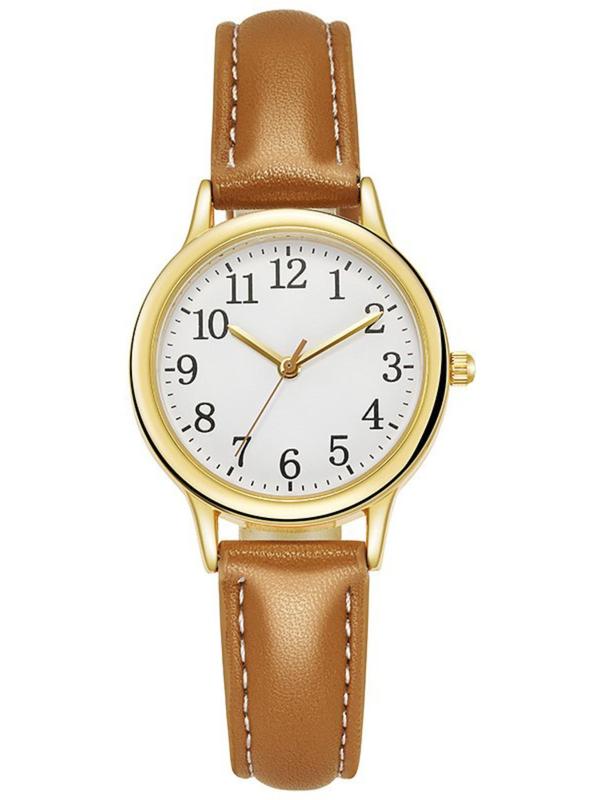 Women's Fashion Round Dial Analog Quartz Watch, Simple Wristwatch for Women & Girls, Trendy All-match & Exquisite Watch for Birthday Gift without Box