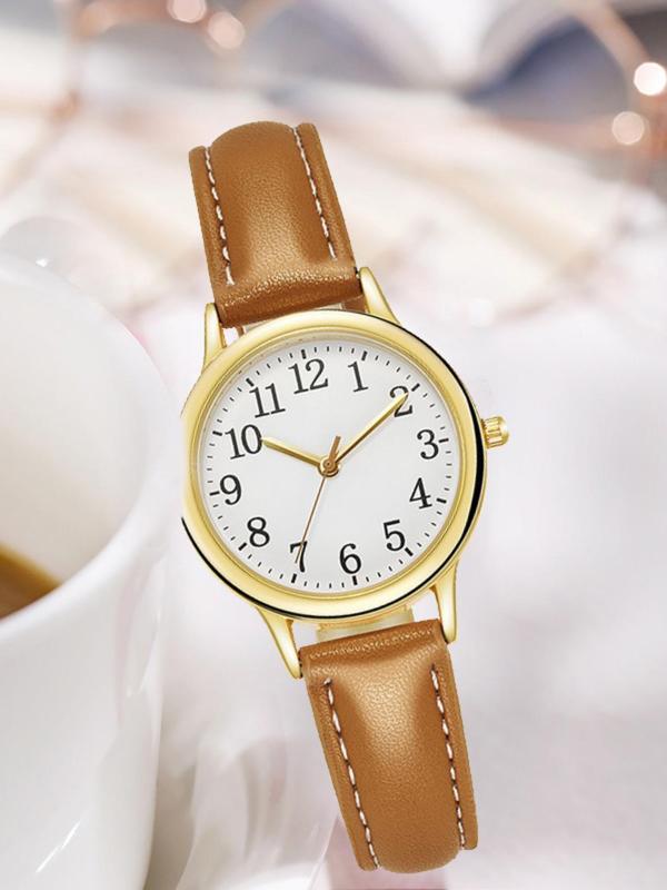 Women's Fashion Round Dial Analog Quartz Watch, Simple Wristwatch for Women & Girls, Trendy All-match & Exquisite Watch for Birthday Gift without Box