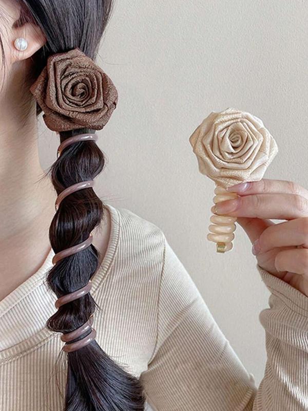 Cute Flower Design Hair Tie, 2024 New Style Fashionable Hair Accessories for Women & Girls, Perfect for High Ponytails and Fixing Hair, Suitable for Daily Wear