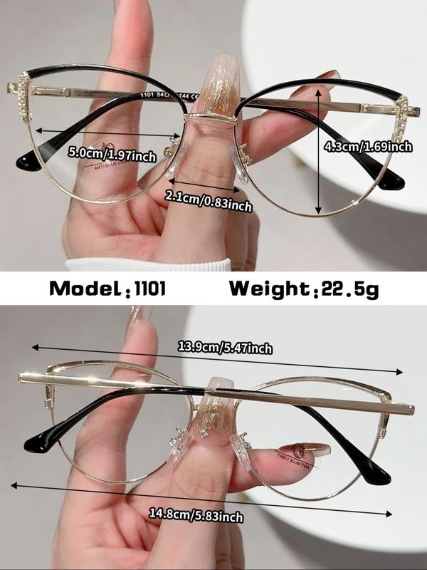 Cat Eye Frame Eyeglasses, Fashionable Eyeglasses for Women & Girls, Fashion Eyeglasses for Work, Daily Clothing Decor, Perfect for Student Daily Use