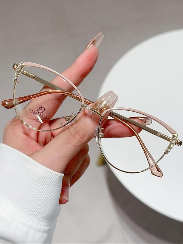 Cat Eye Frame Eyeglasses, Fashionable Eyeglasses for Women & Girls, Fashion Eyeglasses for Work, Daily Clothing Decor, Perfect for Student Daily Use