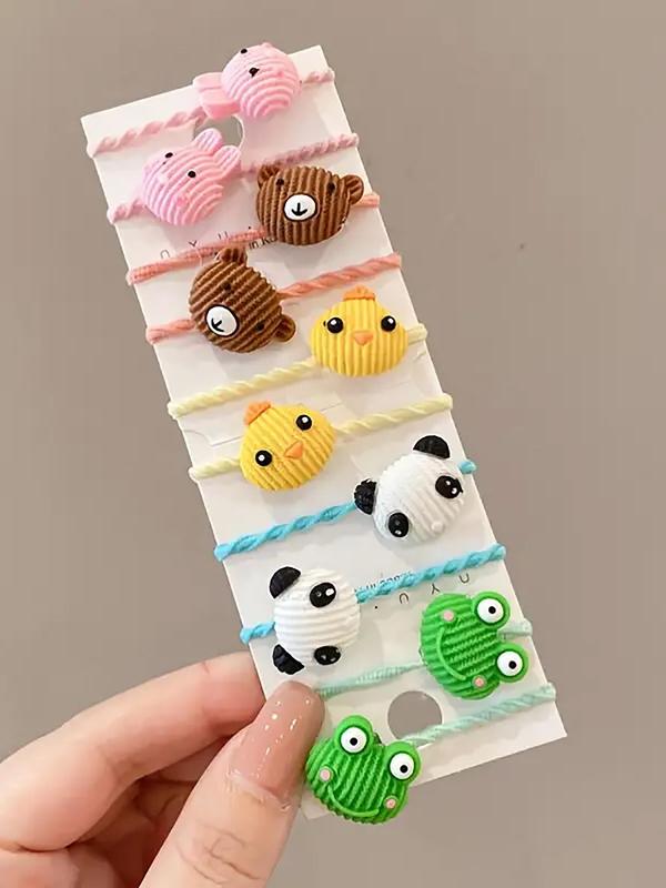 Cute Cartoon Flower & Animal Design Hair Ties, 20pcs High Stretch Hair Ties, Fashion Hair Accessories for Girls & Women