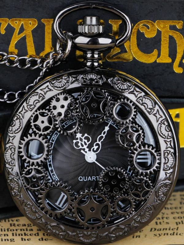 Vintage Hollow out Round Dial Quartz Pocket Watch, Trendy Retro Exquisite Pocket Watch, Chic Accessories As Gift for Friends