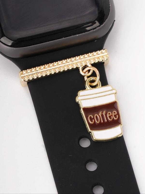 Coffee Cup Design Watch Accessory, Fashionable Coffee Themed Watch Band Decoration for Women & Men, Trendy All-match & Exquisite Watch Accessories As Gift