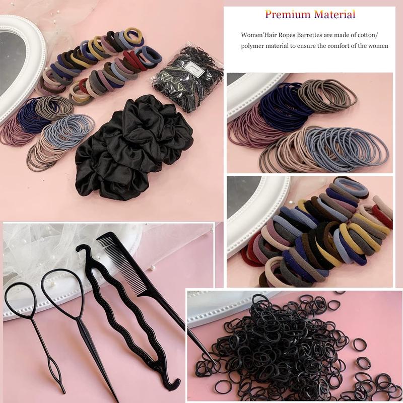 755counts Hair Accessories for Woman Set Seamless Ponytail Holders Variety Hair Scrunchies Hair Bands Scrunchy Hair Ties For Thick and Curly