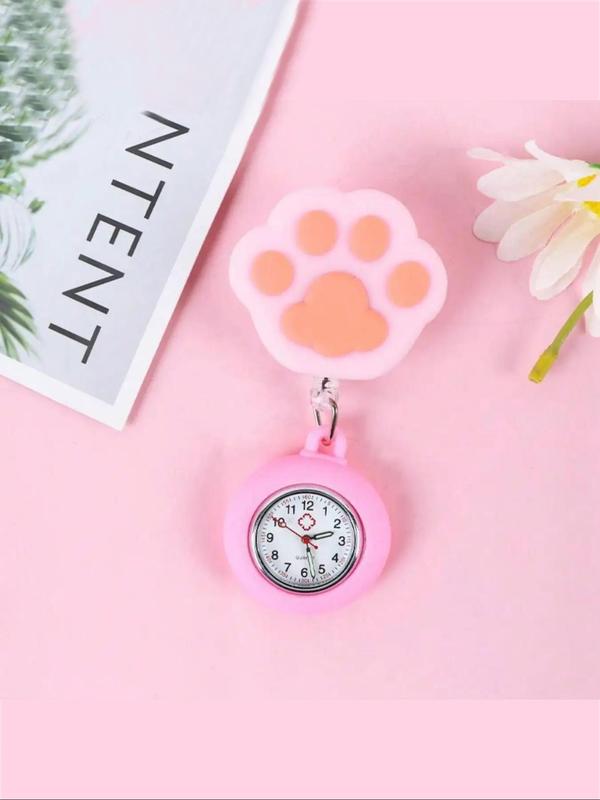 Cute Cat Paw Design Stretchable Watch, Casual Round Dial Analog Quartz Watch for Women, Simple Wristwatch for Daily Wear, Perfect for Students and Nurses