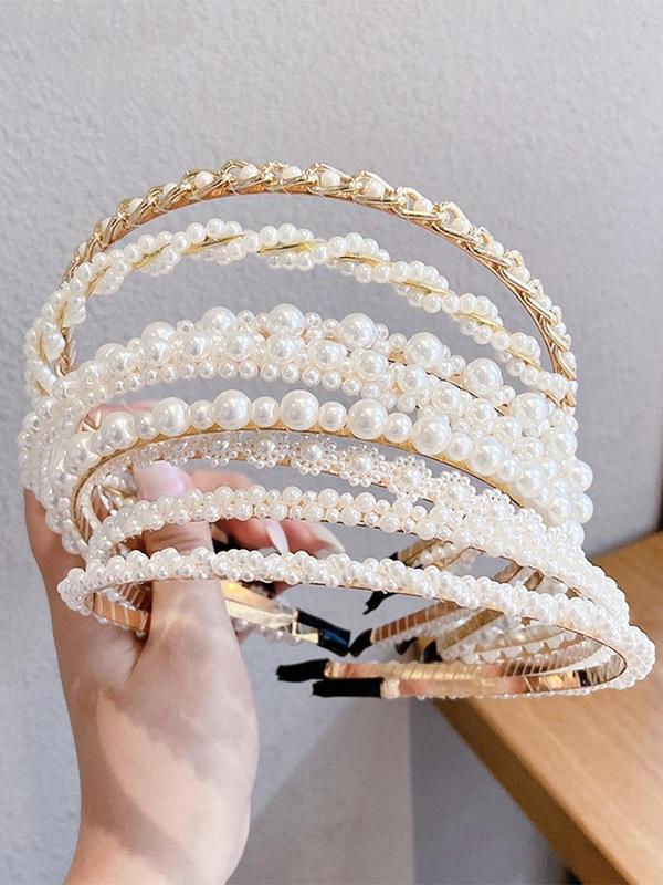 Faux Pearl Decorated Hair Hoop, Elegant Hair Hoops for Women & Girls As Gift, Trendy All-match & Exquisite Hair Accessories for Daily Wear