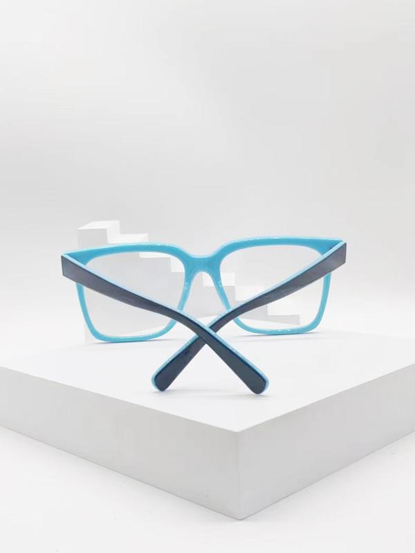 Simple Square Frame Eyeglasses, 1 Pair Fashion Double Color Frame Eyewear, Daily Cloths Accessories