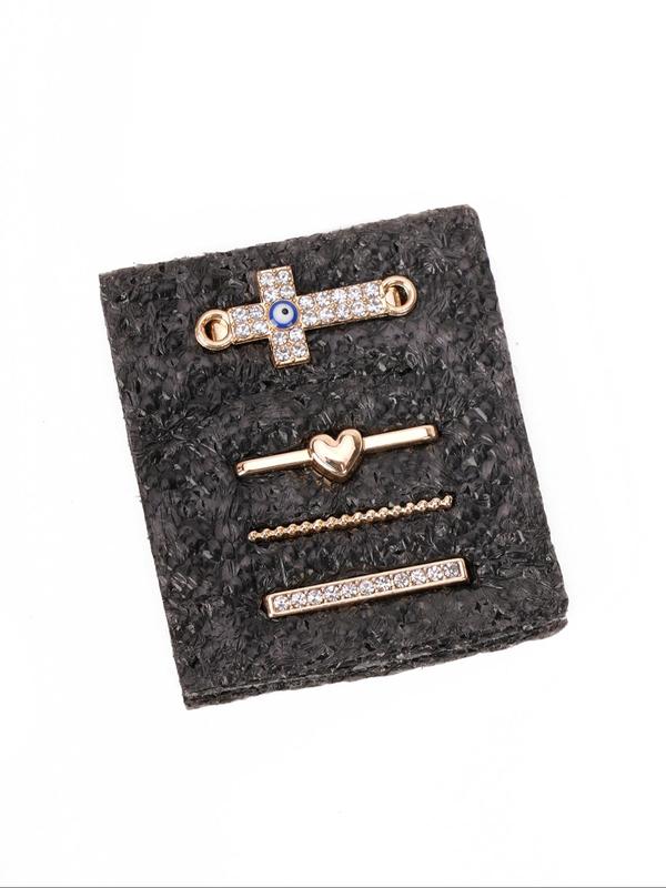 Rhinestone Decorated Watch Band Decorative Rings, Fashionable Heart & Cross & Eye Design Watch Strap Charms for Women, Trendy All-match & Exquisite Watch Strap Accessories for Birthday Gift