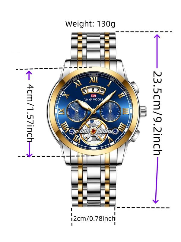 Men's Business Fashion Round Dial Analog Quartz Watch, Fashion Watch for Party, Trendy All-match & Exquisite Watch for Birthday Gift without Box