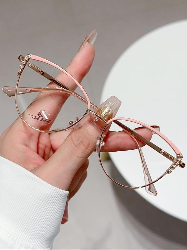 Cat Eye Frame Eyeglasses, Fashionable Eyeglasses for Women & Girls, Fashion Eyeglasses for Work, Daily Clothing Decor, Perfect for Student Daily Use