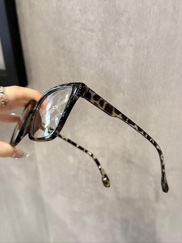 Women's Fashion Plain Leopard Pattern Square Frame Eyeglasses, Trendy Casual Eyeglasses for Everyday Use, Fashion Accessories for Outdoor Activities