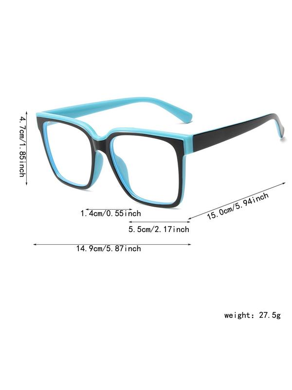 Simple Square Frame Eyeglasses, 1 Pair Fashion Double Color Frame Eyewear, Daily Cloths Accessories